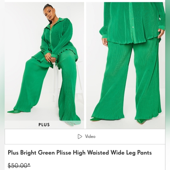 PLUS SIZE 24 Bright Green Plisse 2 Piece Set - Picture 9 of 10